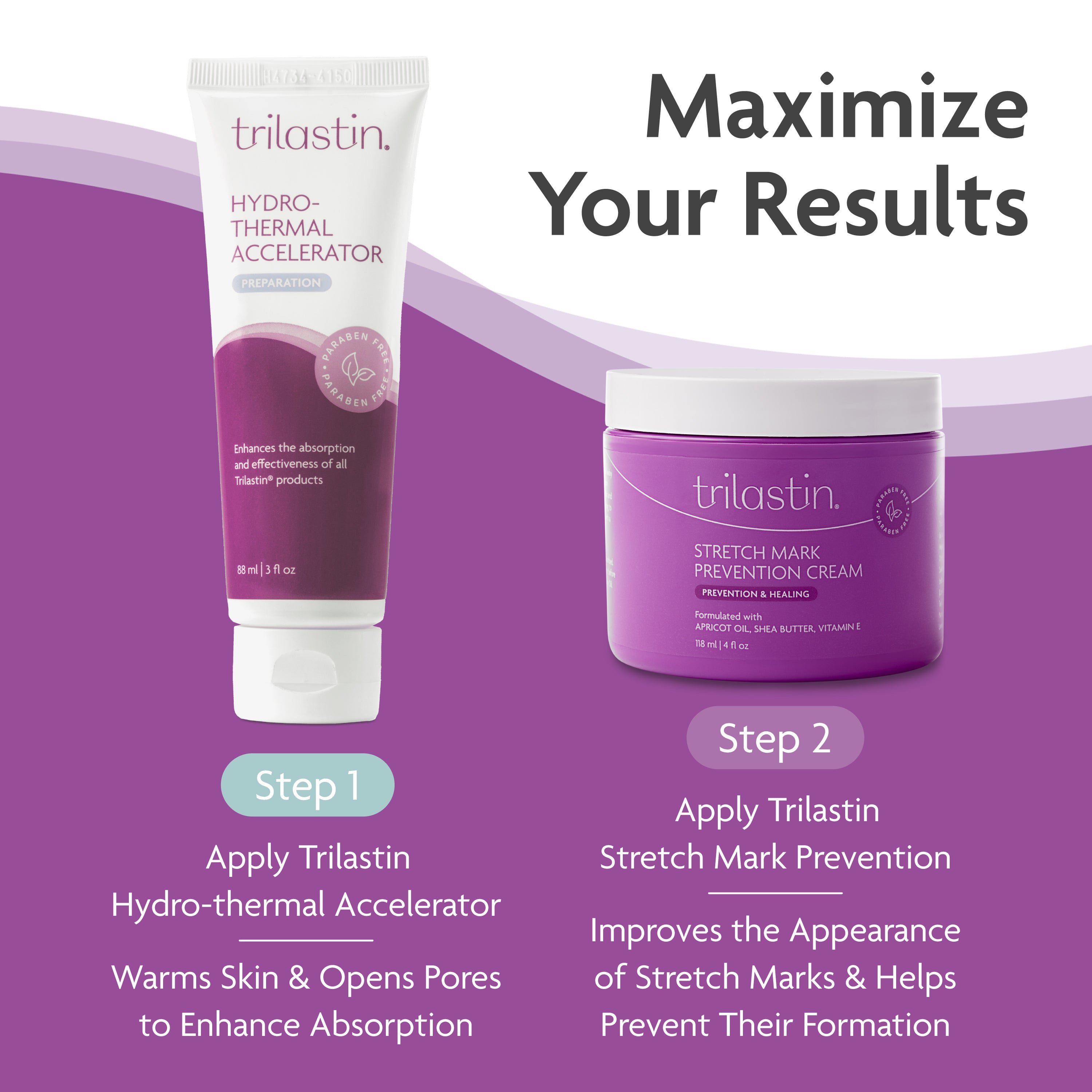 TriLASTIN Maternity Stretch Mark Prevention Cream - Trimester 3-pack