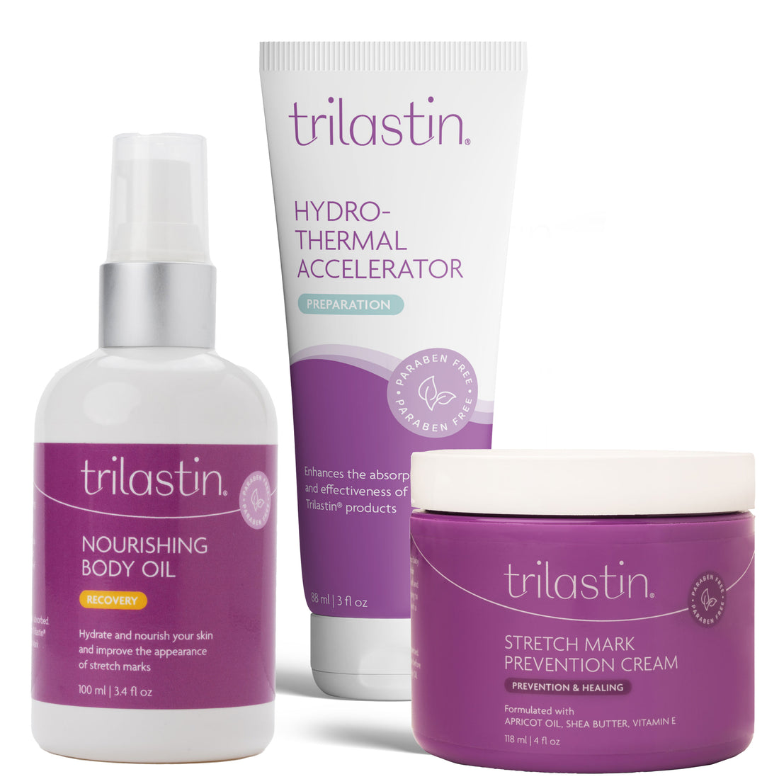 TriLASTIN Maternity Stretch Mark Prevention Trio - Cream, Oil, Serum - TriLASTIN