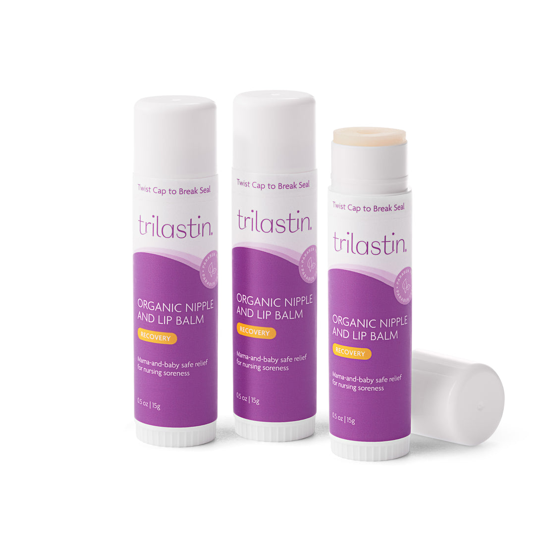 TriLASTIN Organic Nipple &amp; Lip Balm (3 Pack)